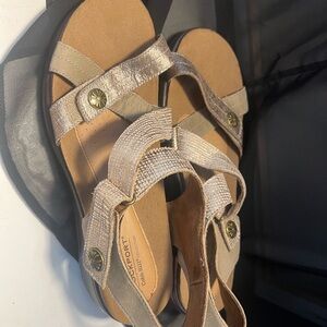 Rockport Silver Sandals with Adjustable Straps
